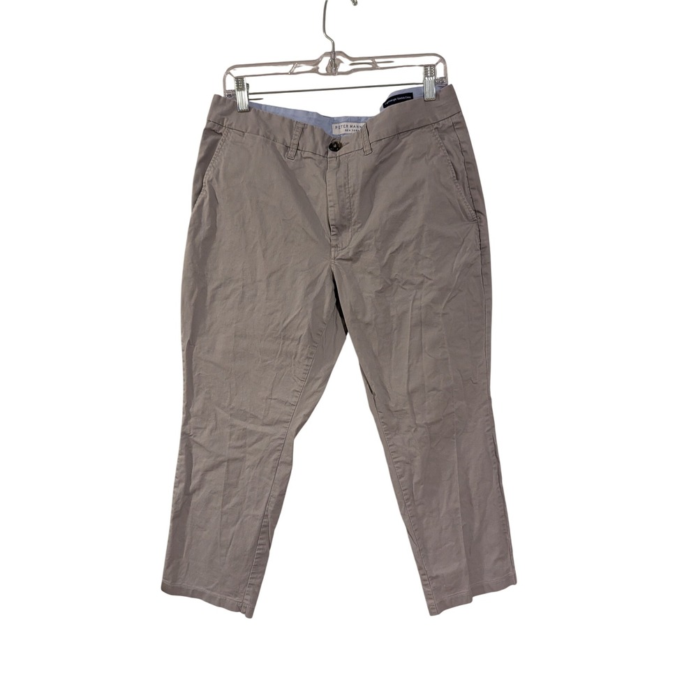 Peter Manning Chino Pants Mens 33W 25L Gray Lightweight Stretch Standard Fit